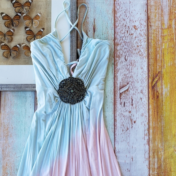 Sky Tie Dye Medallion Jersey A-line Maxi Dress XS - Picture 2 of 7